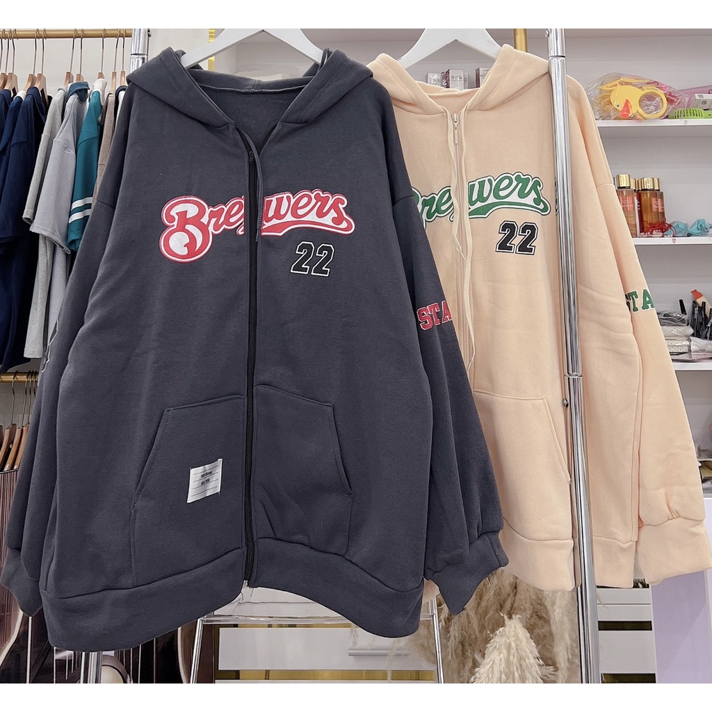 Khoác Nỉ Hoodie Số 22 Dáng Rộng Tay Bồng Mũ To CHất Nỉ Khoác Nỉ Bomber Nam Nữ Unisex