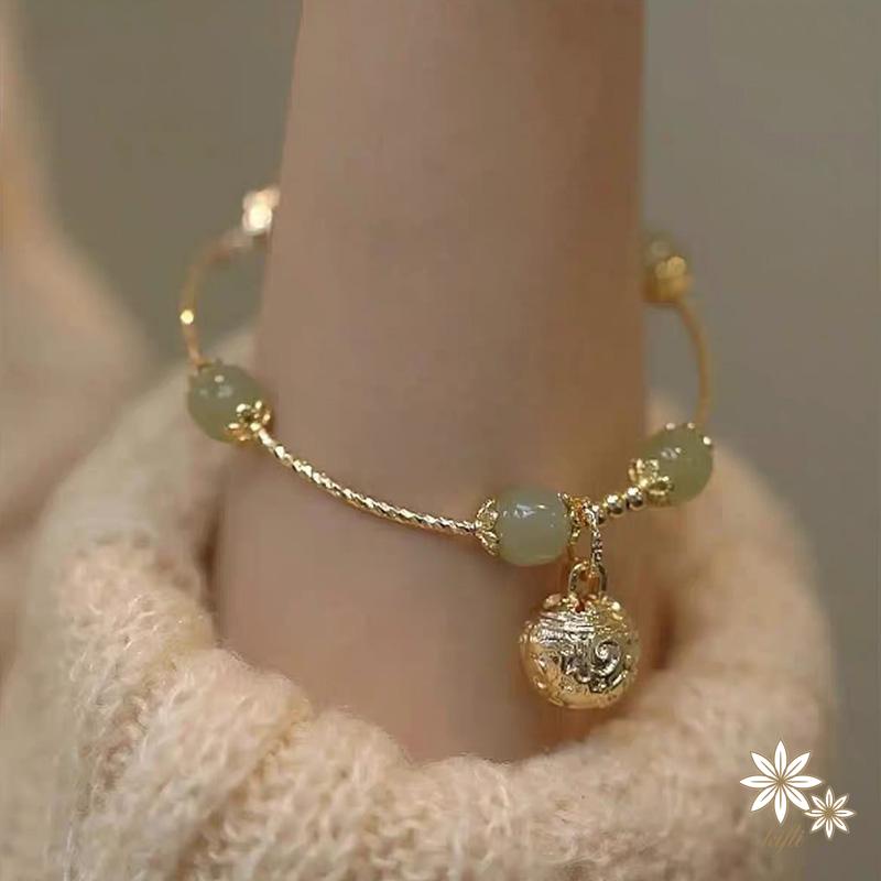 【kifli】Vòng Tay Chuỗi Hạt Mạ Vàng Đính Chuông Hợp Kim Thời Trang Cho Nữ