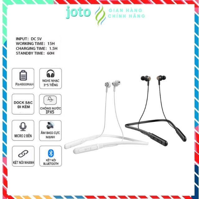 Tai Nghe Bluetooth,Tai Nghe Bluetooth Quàng Cổ Sport B16,hàng chính hãng BYZ,JOTO