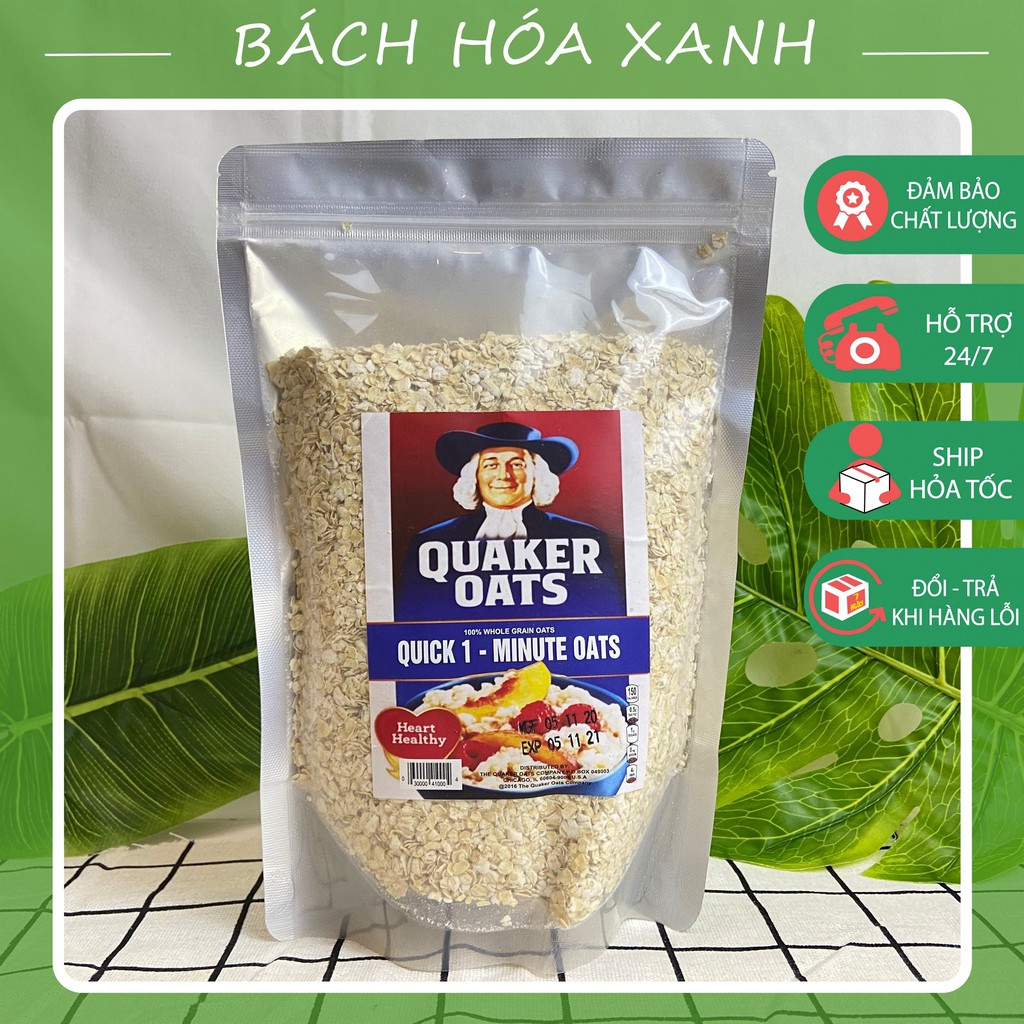 [Mã 159FMCGSALE giảm 8% đơn 500K] Yến Mạch Quaker Cán Dẹt - 100% chính hãng nhập khẩu từ Mỹ - Túi 500g - Bách Hóa Xanh