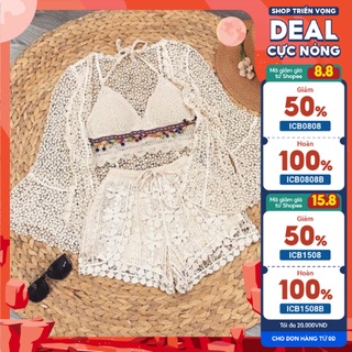 [ẢNH THẬT]Set bikini len móc đi biển [có bán tách set]