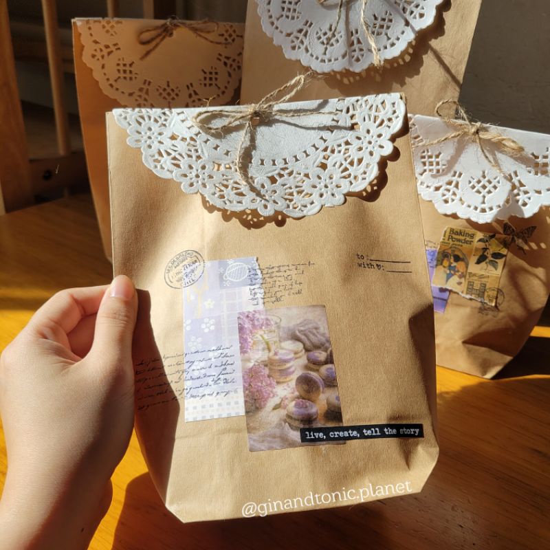 Túi giấy quà tặng vintage trang trí theo phong cách bullet journal - ginandtonic