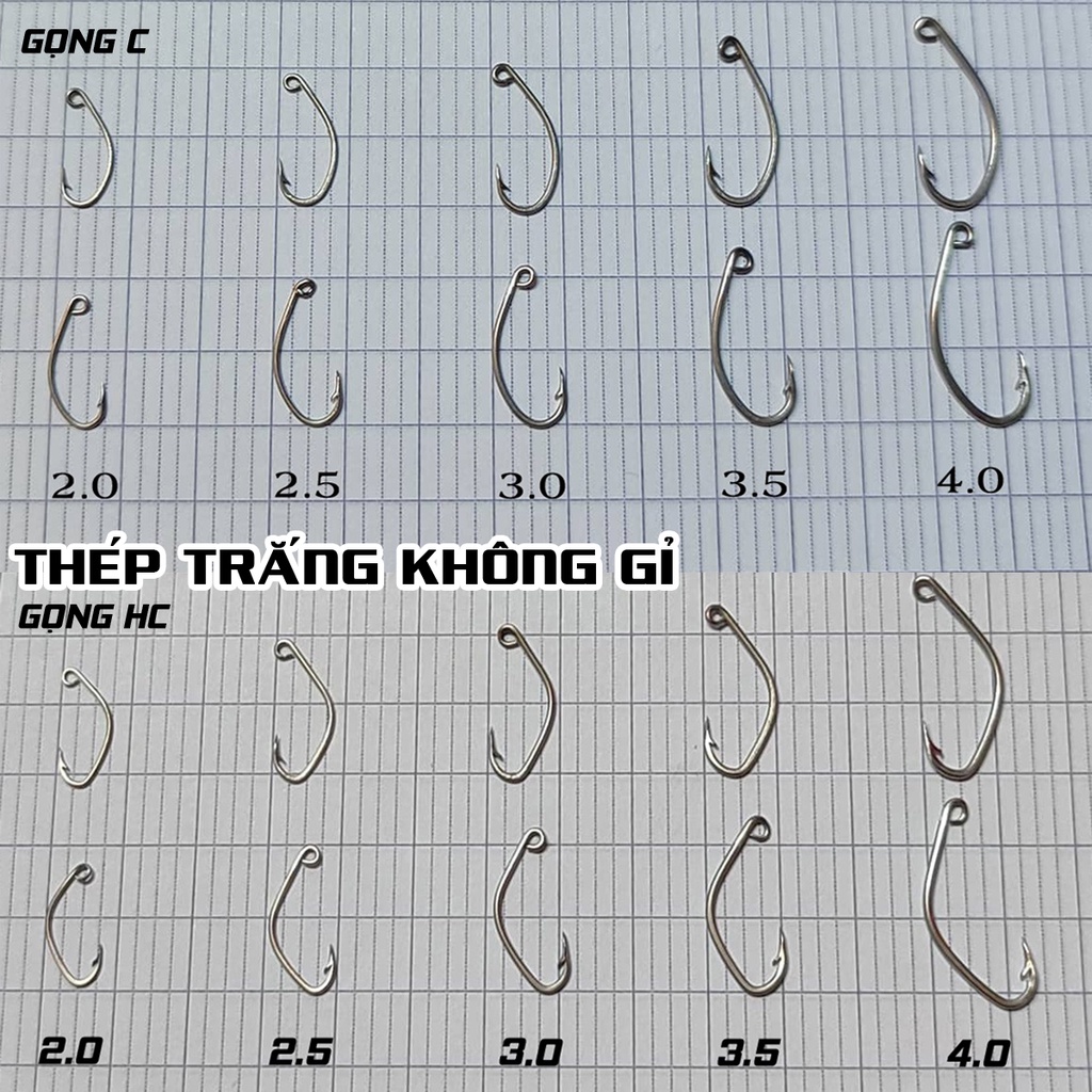 10 lưỡi câu thủ công thép trắng chuyên rô, trê, thác lác
