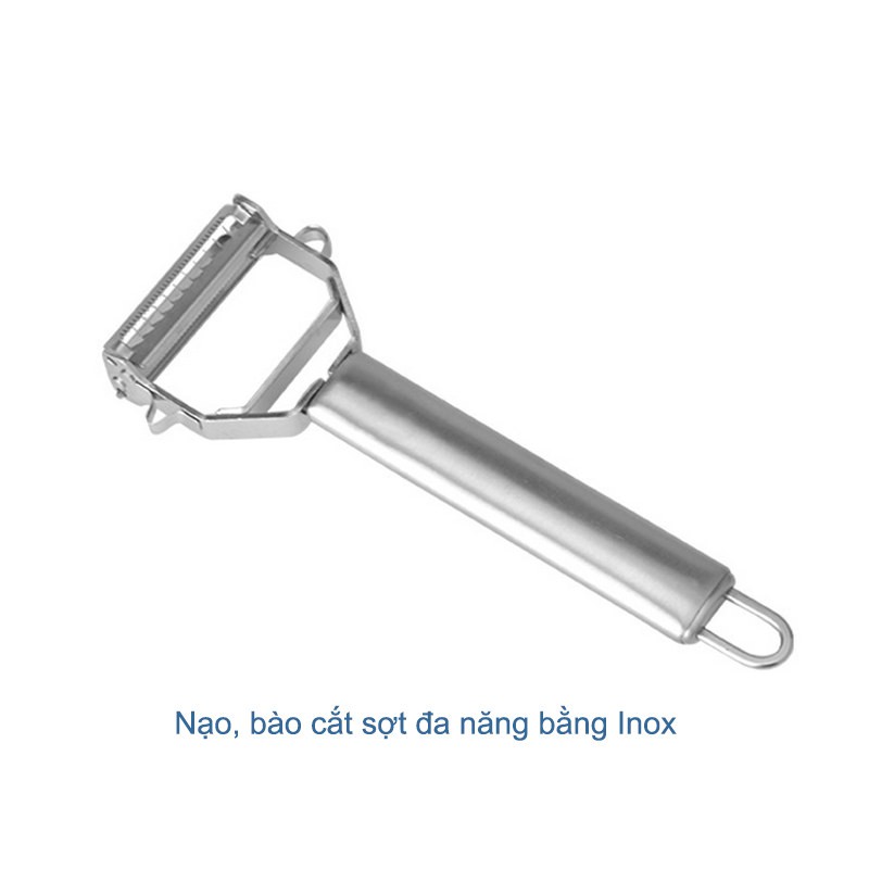 Nạo củ quả inox 3 chức năng, gọt củ quả bào sợi tiện lợi chống han gỉ