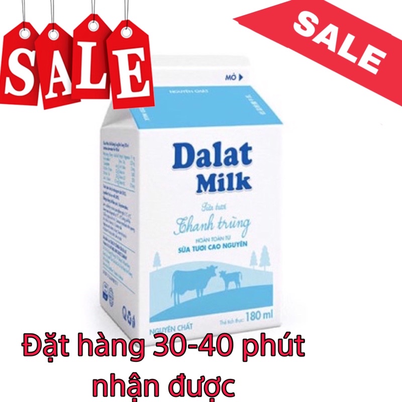 dalatmilk sữa thanh trùng không đường 180ml date mới Luôn sẵn mỗi ngày