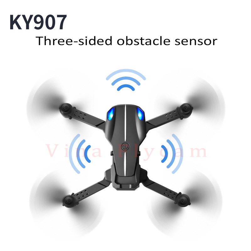 Flycam mini KY907 - Cảm biến vật cản - Camera 4K, Kết nối wifi với điện thoại,bản mới + Tặng túi đựng