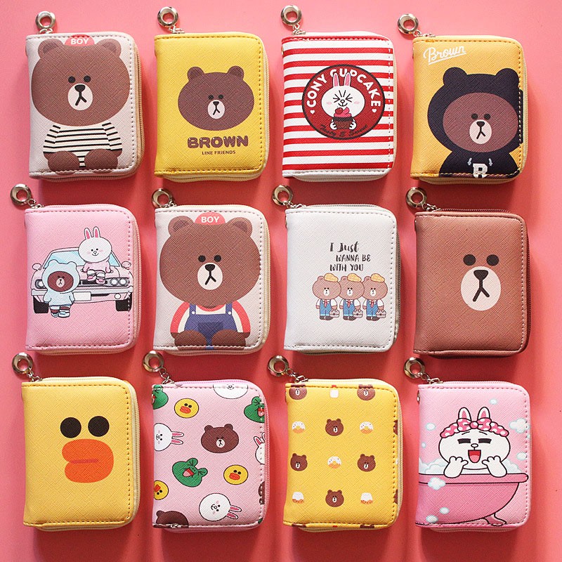 Bóp Ví Đựng Thẻ Đa Năng Da Xước Họa Tiết Hoạt Hình Siêu Cute ^^