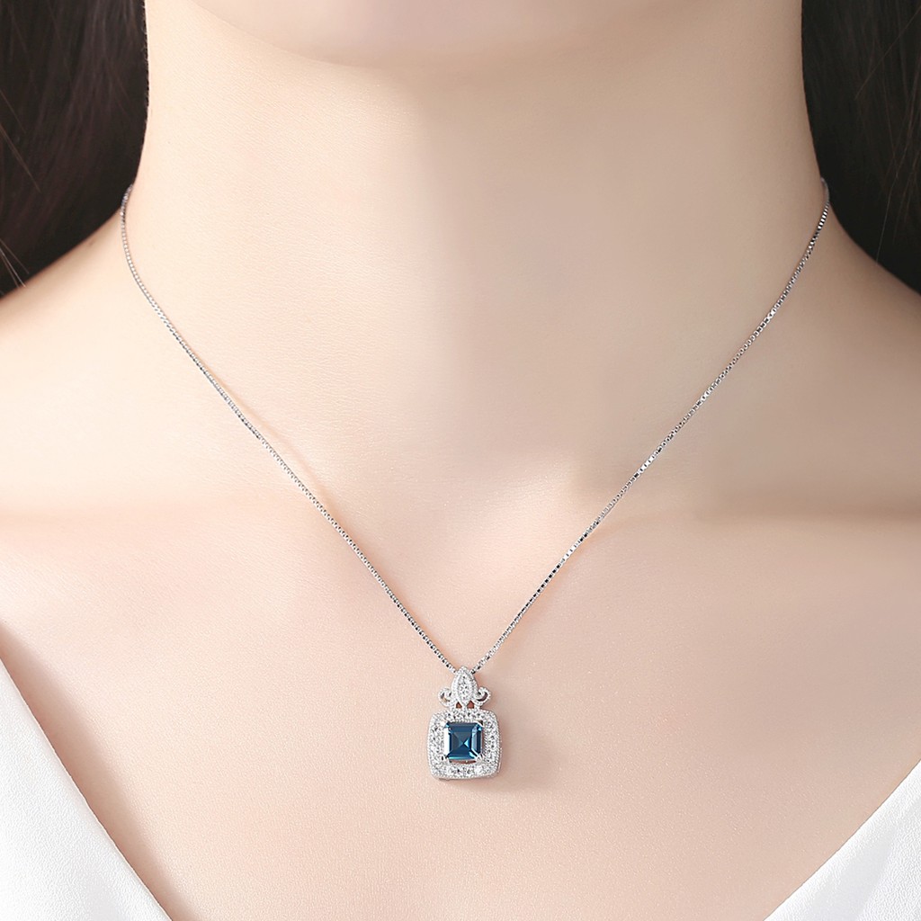 Bộ Trang Sức Bạc Nữ Đính Đá Màu Xanh Sang Trọng BNT16-Bảo Ngọc Jewelry