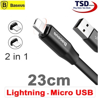 Cáp Ngắn Đa Năng Baseus 2 in 1 Micro USB và Lightning Chính Hãng