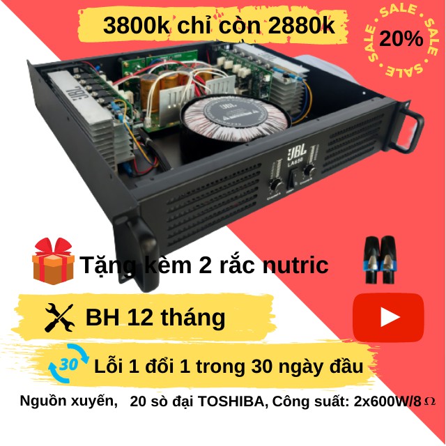 Cục Main, Đẩy Công Suất 2 Kênh JBL La650, 600Wx2, 20 Sò, Dùng Cho Gia Đình, Nghe Hay, Tiếng Sáng, Giá Rẻ .