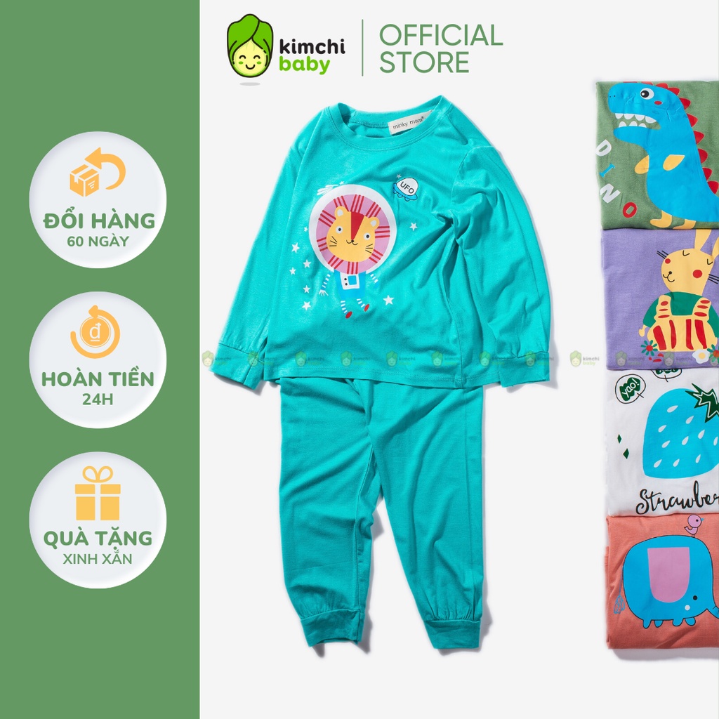 [SZ ĐẠI]Bộ Dài Tay Cho Bé Trai, Bé Gái Vải Thun Lạnh Minky Mom Hoạ Tiết Voi Hồng, Đồ Bộ Dài Tay Cho Bé Mặc Nhà MKMTD2206