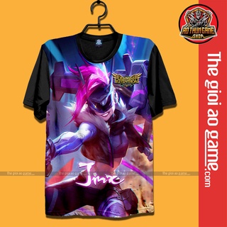 Áo LMHT , Áo Thun Liên Minh Huyền Thoại Jinx Unisex Nam Nữ Tay Ngắn Forn Rộng Vải / Thegioiaogame.com