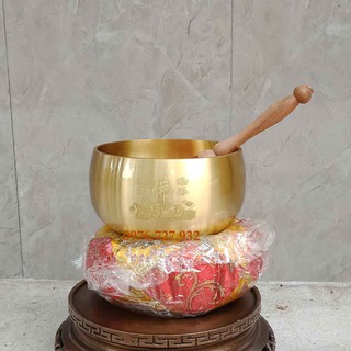 Chuông đồng vàng, chuông đẩu, chuông ngửa 15cm, chuông tụng kinh, chuông bát, giá bán chuông bán, giá chuông bát