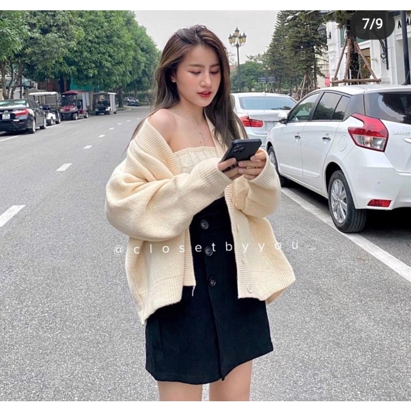 Set áo khoác len + áo quây free size | BigBuy360 - bigbuy360.vn