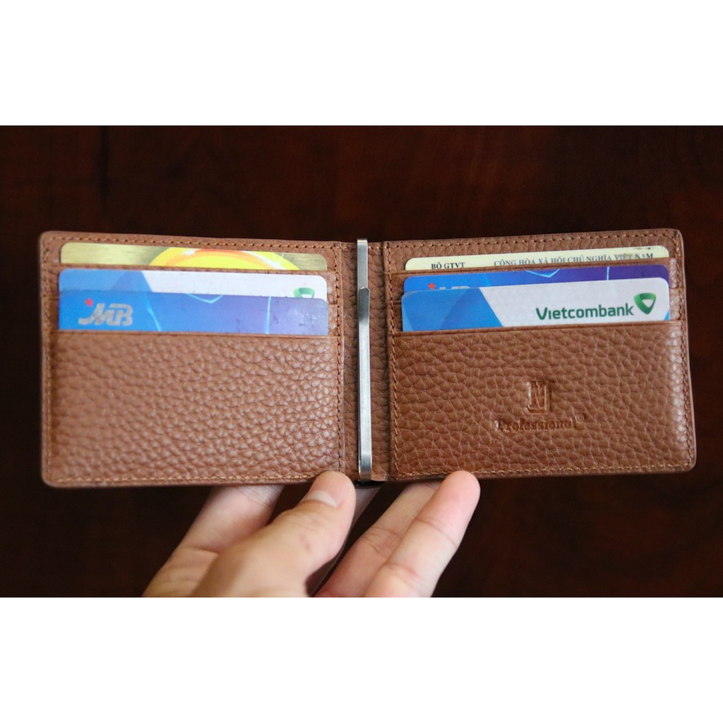 Ví kẹp tiền da bò cao cấp siêu mềm màu bò