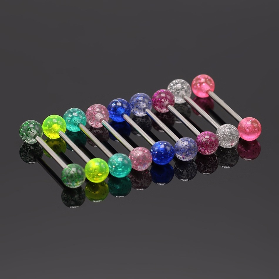 Set 9 Khuyên Lưỡi Bằng Thép Không Gỉ Cá Tính