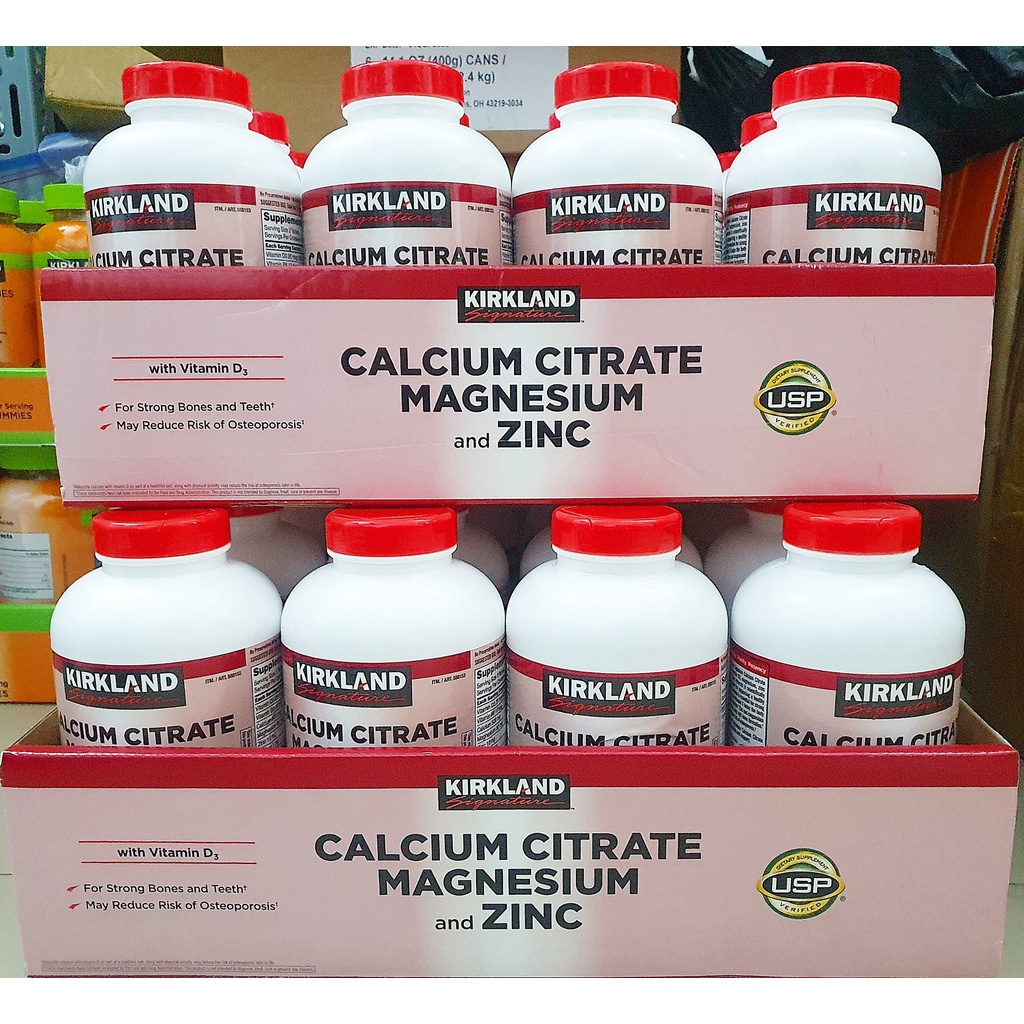Viên uống Kirkland Calcium Citrate Magnesium and Zinc chai 500 viên từ Mỹ, chắc xương