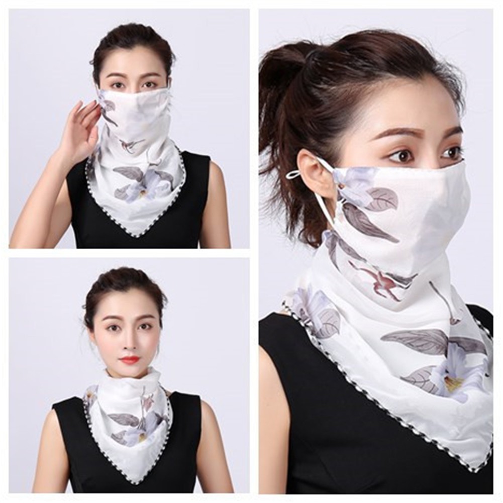 Khẩu trang che mặt tích hợp khăn choàng cổ chống bụi và tia UV in hình họa tiết hoa thời trang dành cho nữ | BigBuy360 - bigbuy360.vn