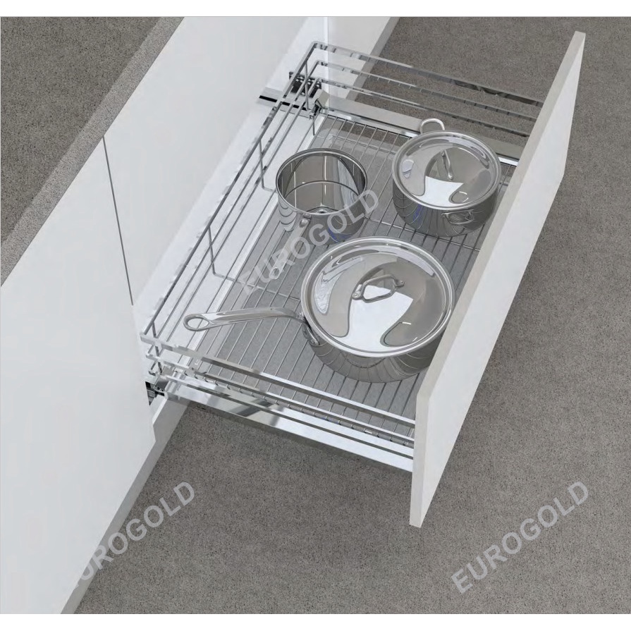 KỆ XOONG NỒI INOX MỜ CAO CẤP, GẮN CÁNH ÂM TỦ - EP60B - EP90B THƯƠNG HIỆU EUROGOLD