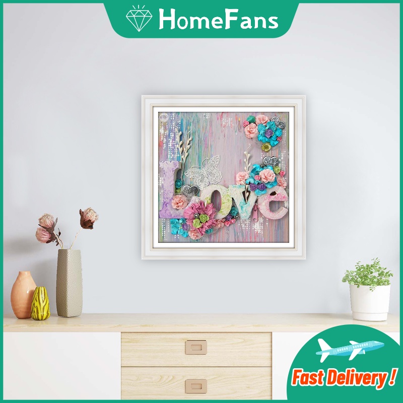 Bộ Tranh Đính Đá 5D Họa Tiết Chữ &quot;Text love family&quot; 30x30cm Độc Đáo