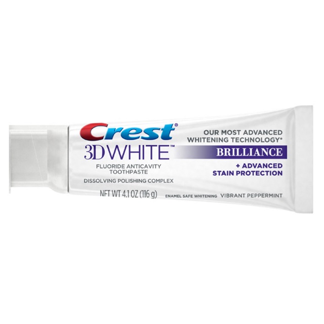 kem đánh răng Crest 3D White Brilliance 116g ( mua 3 tặng dưỡng thể Mỹ )9