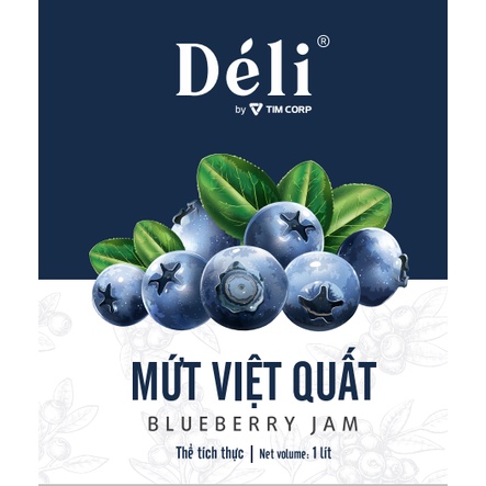 Mứt Việt Quất Déli chai 1L [CHUYÊN SỈ] HSD:18 tháng, nguyên liệu pha chế trà trái cây, soda, smoothie hoặc ăn trực tiếp,