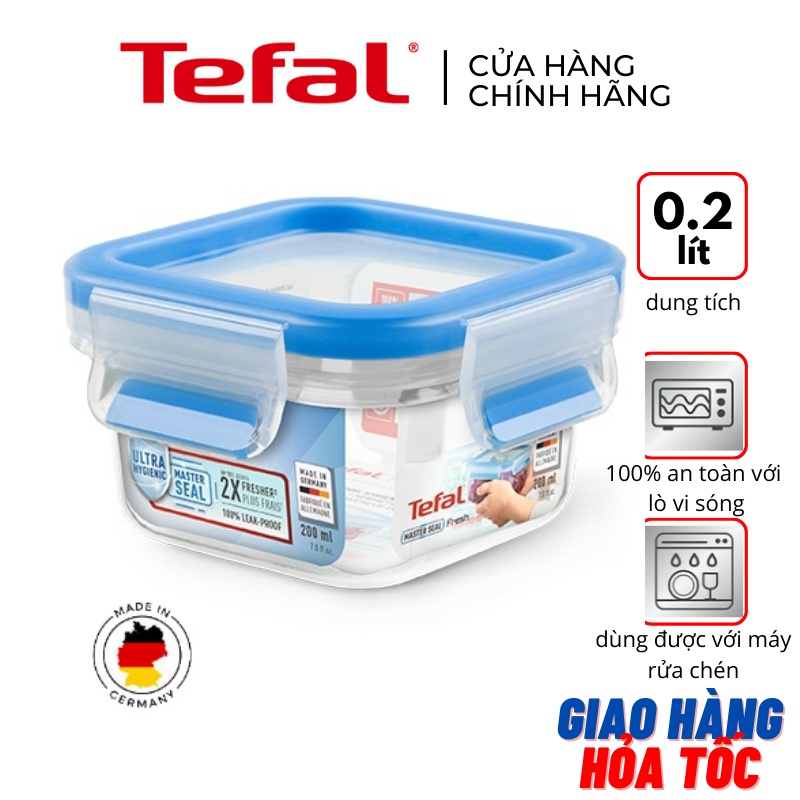 Hộp nhựa vuông Tefal Masterseal Fresh K3021622 - 0.2L - xanh