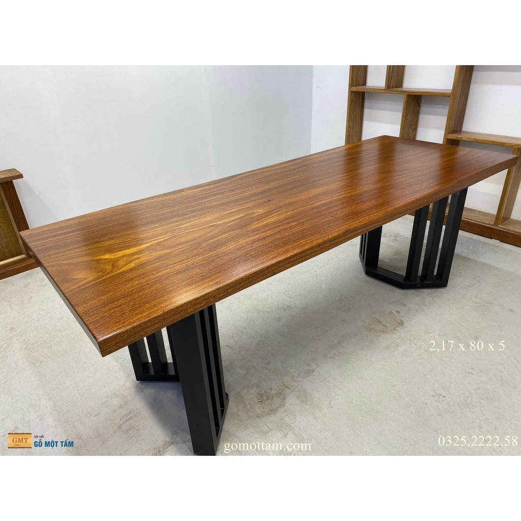 Bàn làm việc gỗ tự nhiên, Bàn họp gỗ tự nhiên nguyên tấm dài 2,17m rộng 80cm dày 5cm | BigBuy360 - bigbuy360.vn