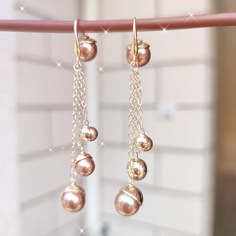 Đôi Khuyên Tai Dáng Dài Đính Ngọc Trai Nhân Tạo 2022 Thời Trang