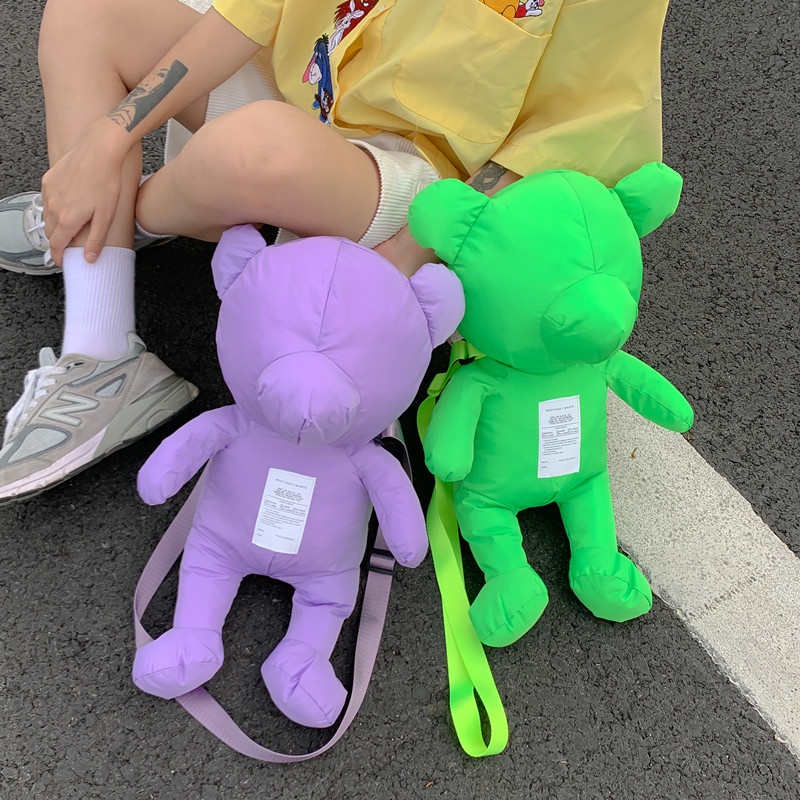 Ba Lô Đeo Vai Đính Gấu Bông Kiểu retro Dễ Thương Cho Nữ