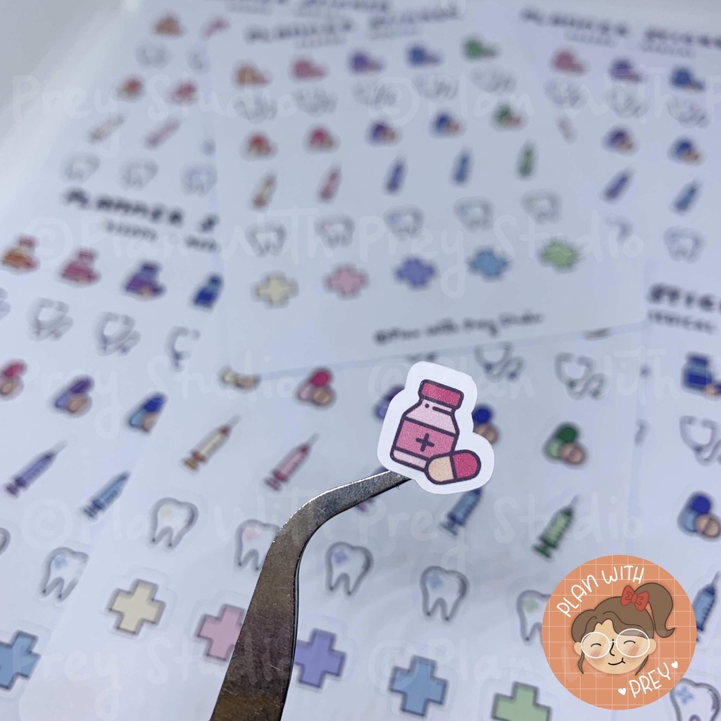Sticker đánh dấu lịch uống thuốc, khám bệnh | Medical Sticker Planner | Designed by Plan with Prey Studio