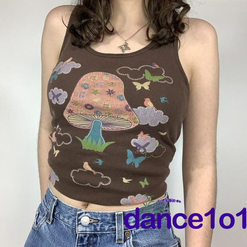 ✿Pl✩Áo Sát Nách Cổ Tròn Phong Cách Vintage y2k