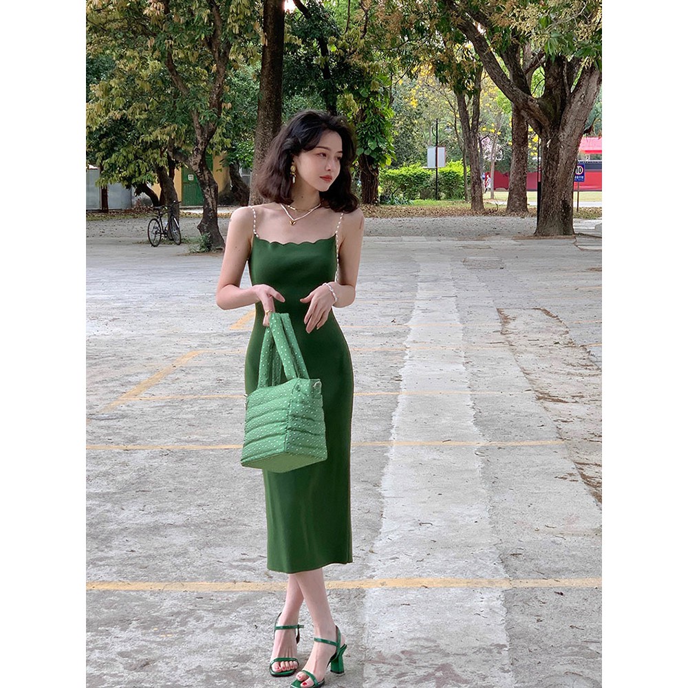 QKOOLE  Đầm Cổ Vuông Phong Cách Hàn Quốc Quyến Rũ Cho Nữ