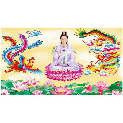 Tranh  Đính Đá QUAN ÂM BỒ TÁT (ĐÁ ABC CAO CẤP). Kích Thước: 80cm x 50cm