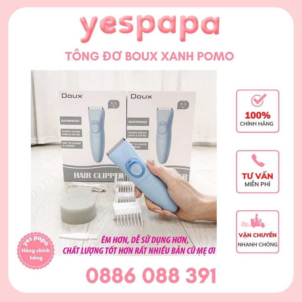 Tông đơ Doux xanh Pomo tiện lợi, bảo hành chính hãng 1 năm