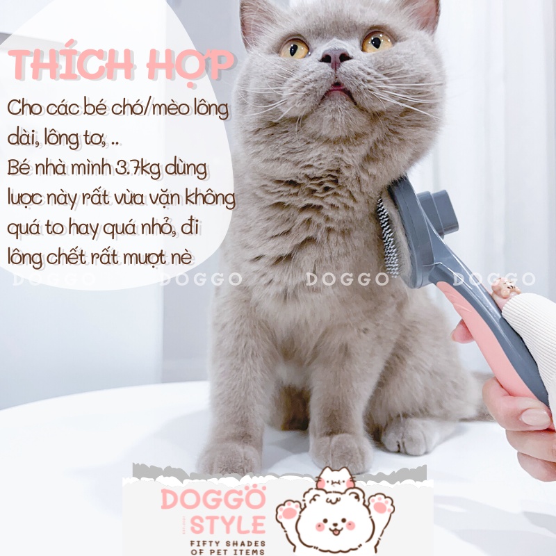 Lược Chải Lông Cho Chó Mèo Có Nút Bấm Gạt Lông DOGGOSTYLE Tay Cầm Cao Su Giúp Mượt Lông Chống Rối Cho Thú Cưng