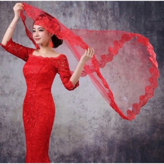 Voan đội đầu cô dâu (mẫu V01) - mẫu voan dài 3m