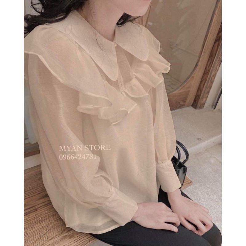 Áo sơ mi lụa bèo tay bo 2 cúc ngọc ( quảng châu )