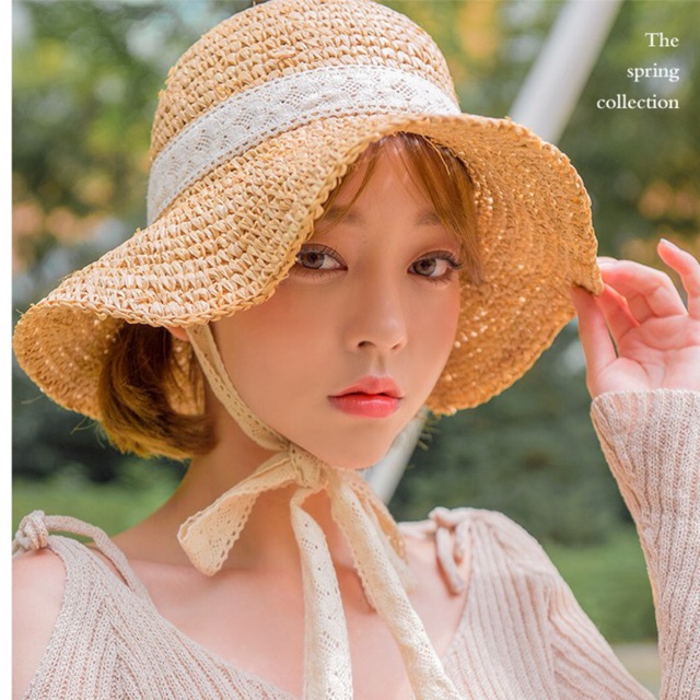 [Mã 155FASHIONSALE giảm 100% đơn 150K] Mũ cói tiểu thư đi biển thắt nơ