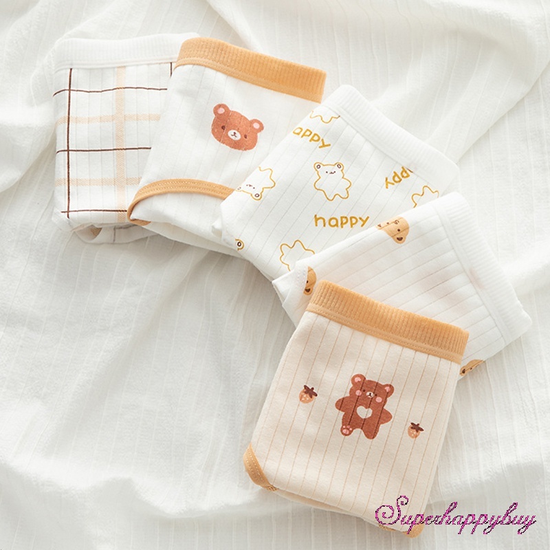 Quần Lót Cotton Mềm Mại In Họa Tiết Gấu Hoạt Hình Thoải Mái Cho Nữ