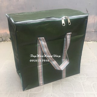 Giỏ Túi Bạt Đựng Hàng Xanh Rêu Loại Tốt, Hình Thật , Dầy