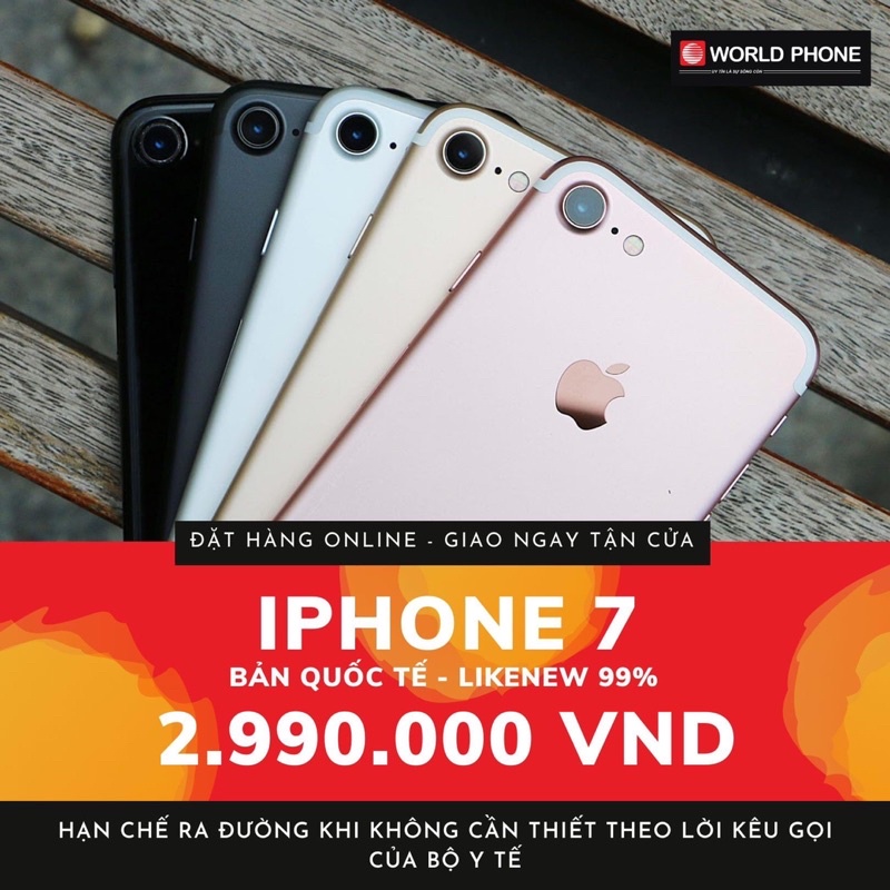 Điện thoại iPhone 7 quốc tế 32gb chính hãng nguyên bản 100%, hình thức 98-99%, pin còn tốt