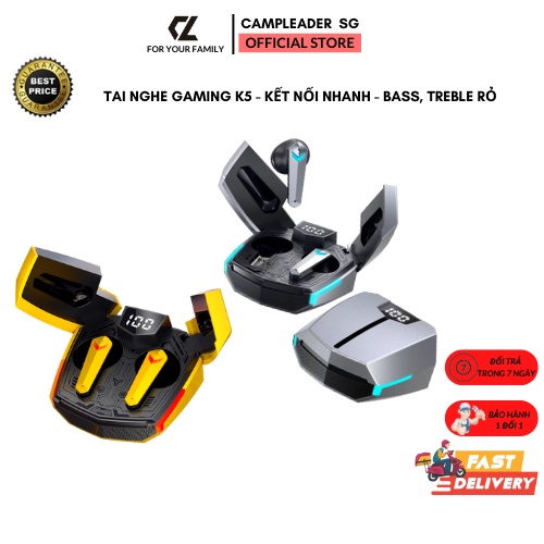 Tai nghe chơi game K5 không dây Flying Wing nút nhét tai, tai nghe TWS, kết nối nhanh, bass và treble rỏ