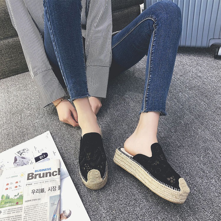 Dép Đan Cói Đế Dày Phối Ren Thời Trang Cho Nữ | BigBuy360 - bigbuy360.vn
