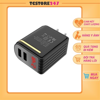 Củ Sạc Hoco C39 2 cổng có đèn led 5v-2.4A dùng cho các loại máy đt và ipad -hàng chính hãng hiển thị dòng điện trên sạc,
