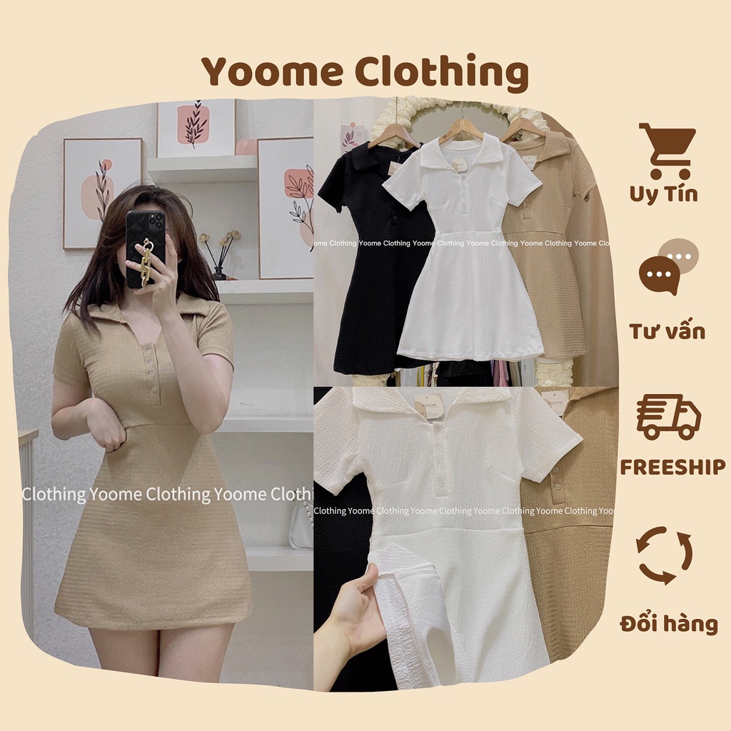 Váy polo dáng chữ A trẻ trung cổ khuy tôn dáng chất tăm nhún co giãn đi tiệc cho nữ Yoome Clothing ( ẢNH THẬT TẠI SHOP )