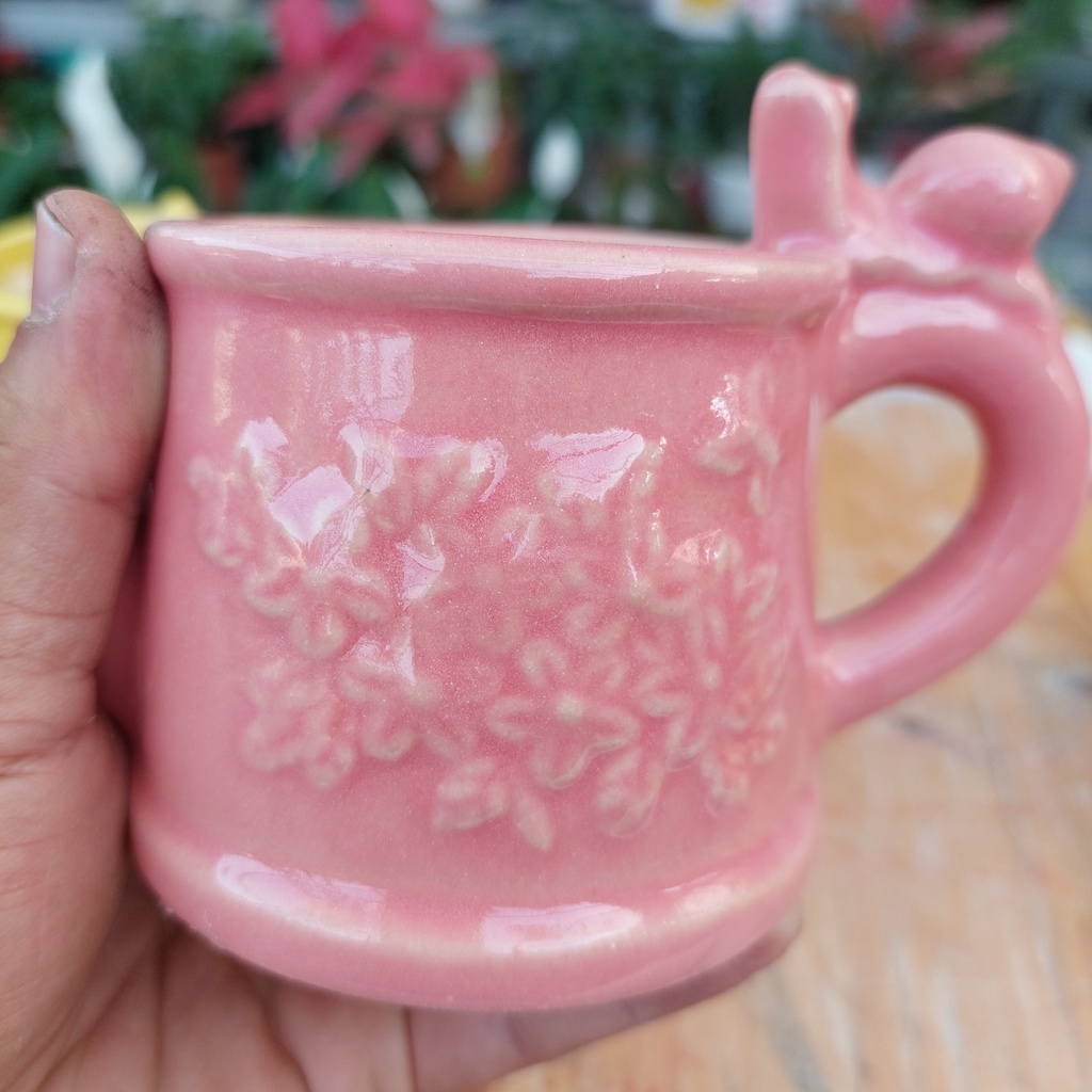 Chậu đất nung, Chậu sen đá - Bình tưới cây, miệng chậu 8cm, chiều cao 7cm