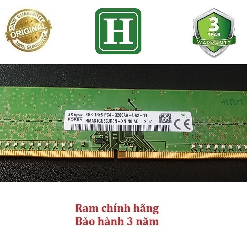 RAM PC DDR4 8GB BUS 3200, hàng tháo máy chính hãng, bảo hành 3 năm - dòng ram đồng bộ siêu bền và ổn định