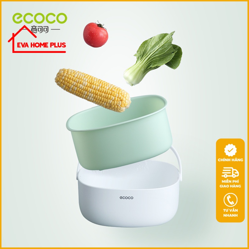 Rổ kèm chậu ECOCO chính hãng, giá đựng rau củ quả tiện ích, giỏ đựng rau quả đa năng E2025