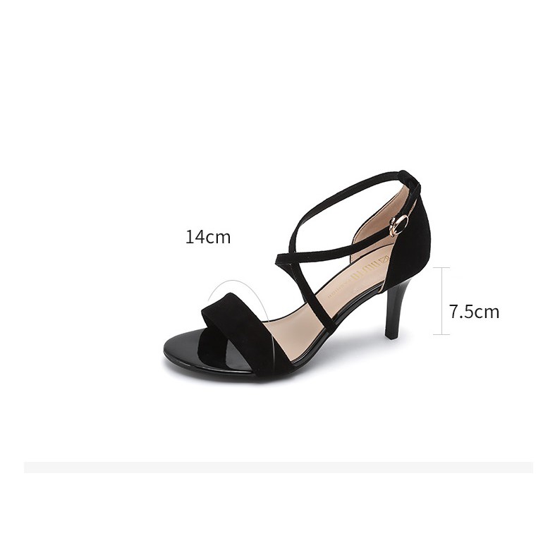 Giày cao gót DUSTO quai ngang, chất da lộn êm chân, gót nhọn 8cm (size 38, 39)